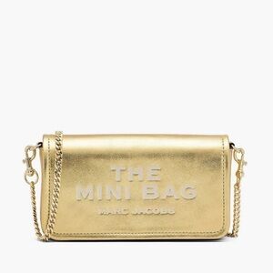 NWT Marc Jacobs Women's Marc Jacobs The Metallic Leather Chain Mini Bag Gold